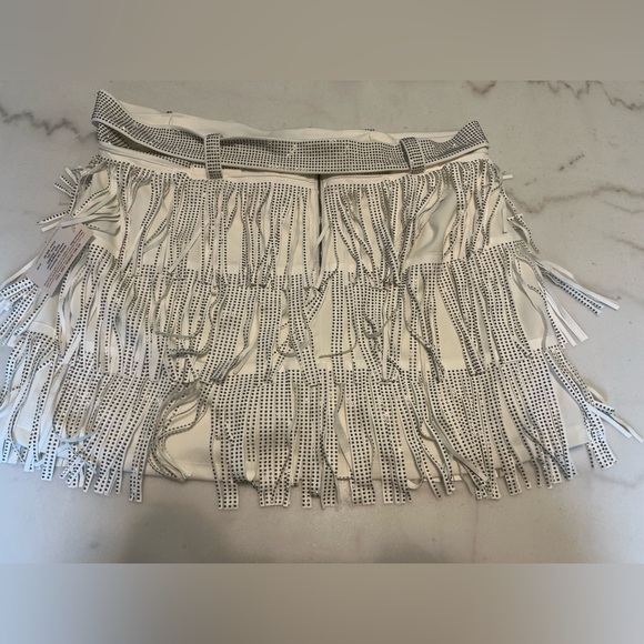 COWBOY KILLER CRYSTAL FRINGE MINI SKORT IN WHITE - Picture 7 of 12